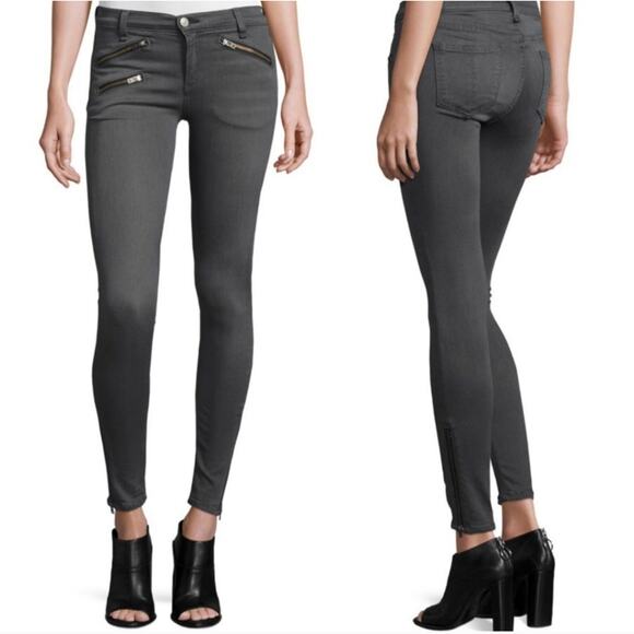rag & bone Zipper Tech Moto Skinny Ankle Dark Gray Seattle Jeans 29 - Picture 1 of 16